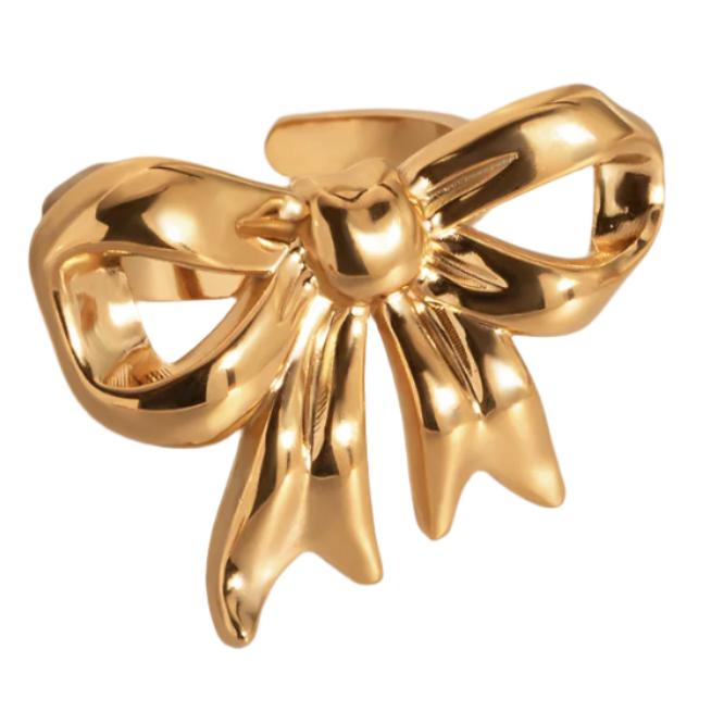 Gold Steel Bow Ring