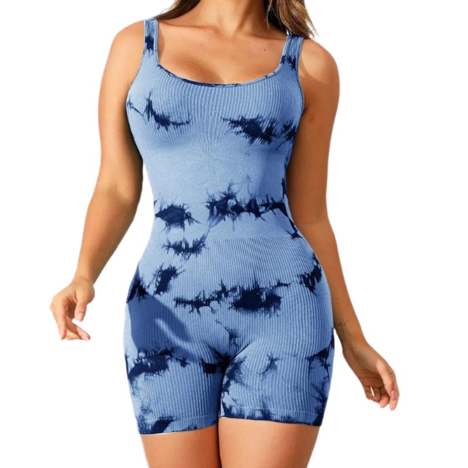 Tie-Dye Wide Strap Active Romper