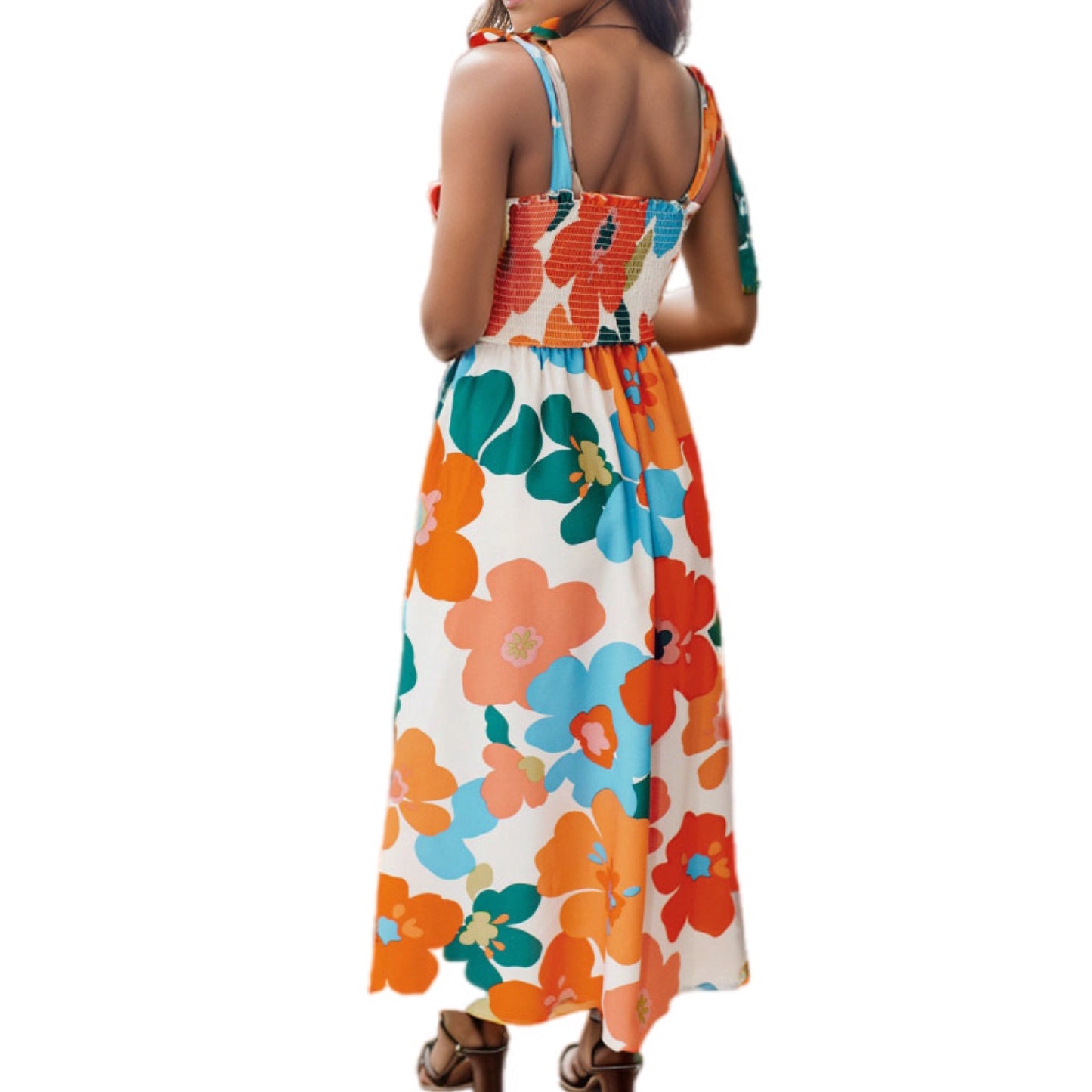 Sunshine Blossom Tie-Strap Maxi Dress