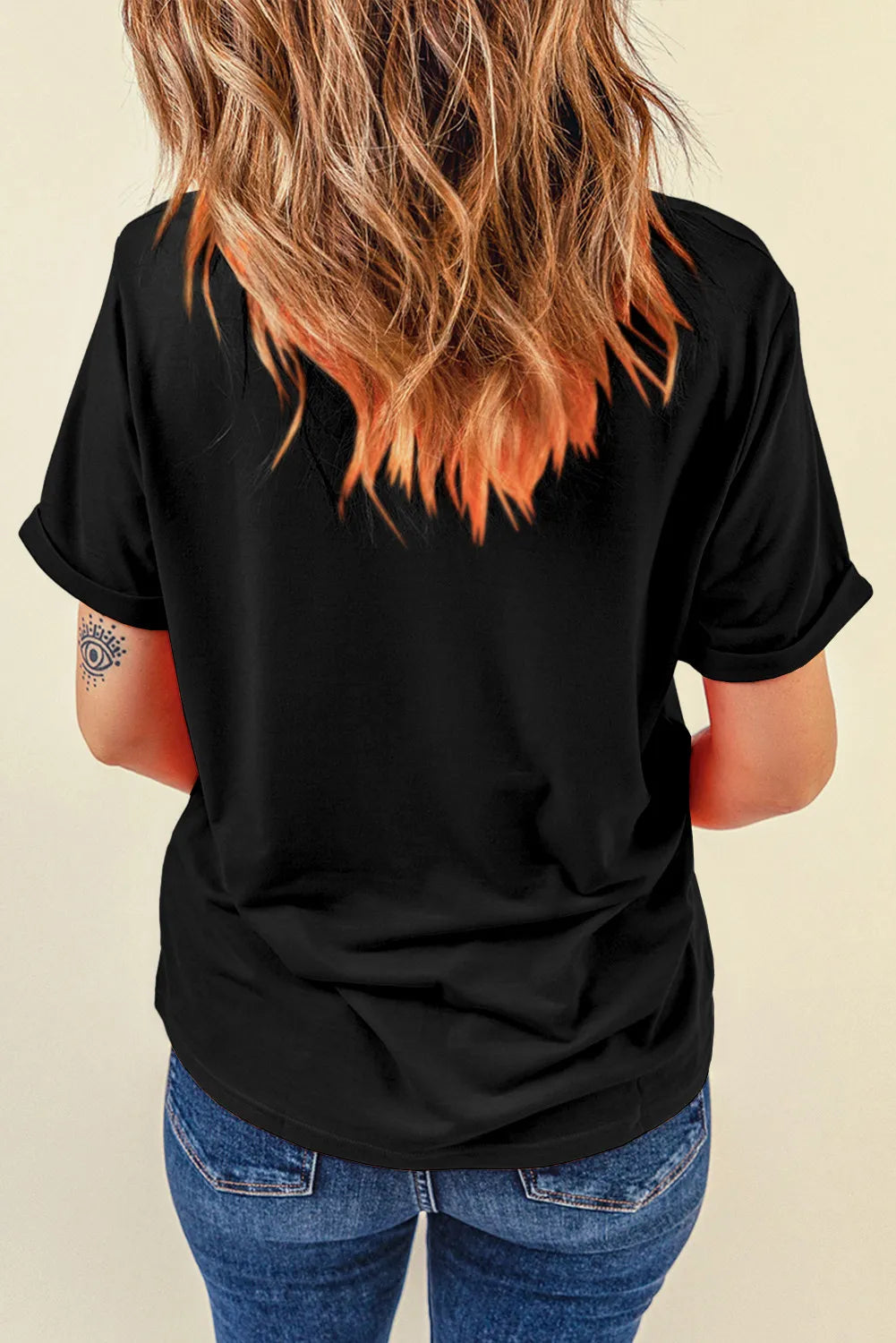 Halloween Sequin Round Neck Short Sleeve T-Shirt