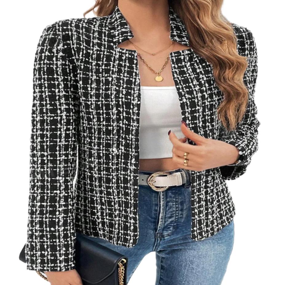 Plaid Open Front Blazer