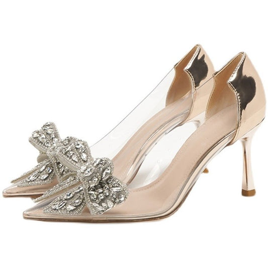 Rhinestone Bow Stiletto Heels