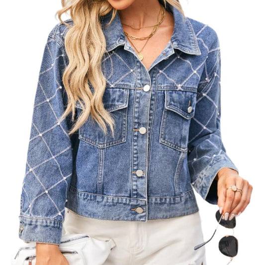 Pearl Trim Denim Jacket