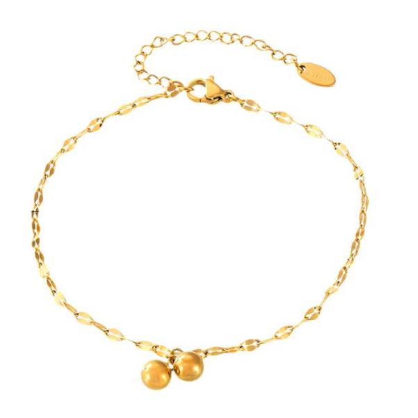 Gold Steel Charm Chain Anklet