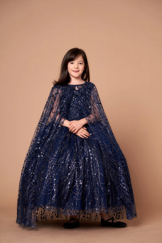 Glitter Detachable Cape Mini Quince Dress