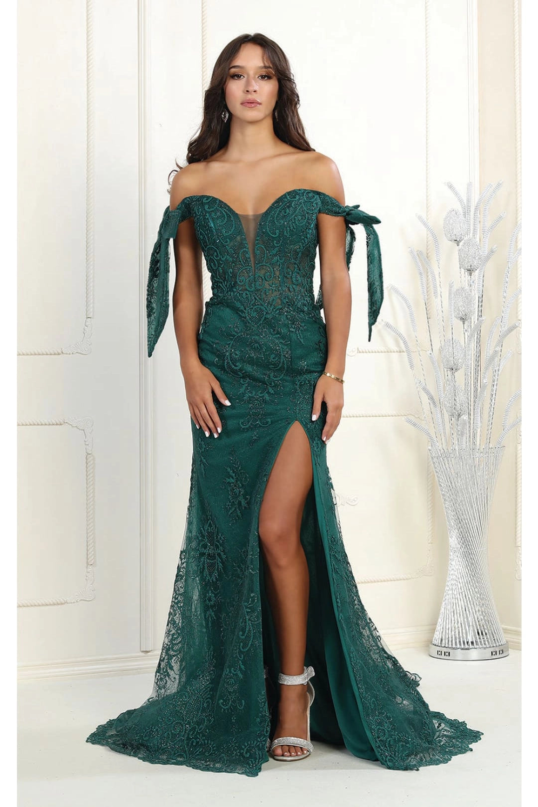 Off the Shoulder Long Formal Prom Gown