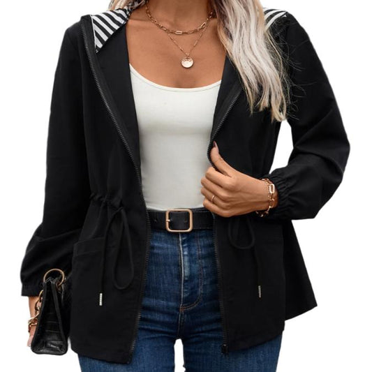 Drawstring Zip Up Hooded Jacket