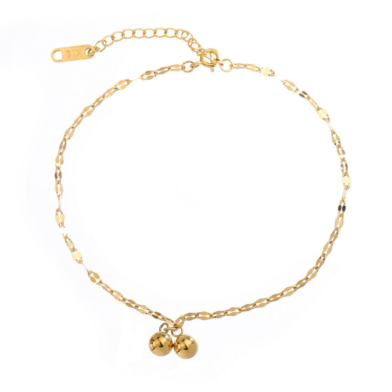 Gold Steel Charm Anklet