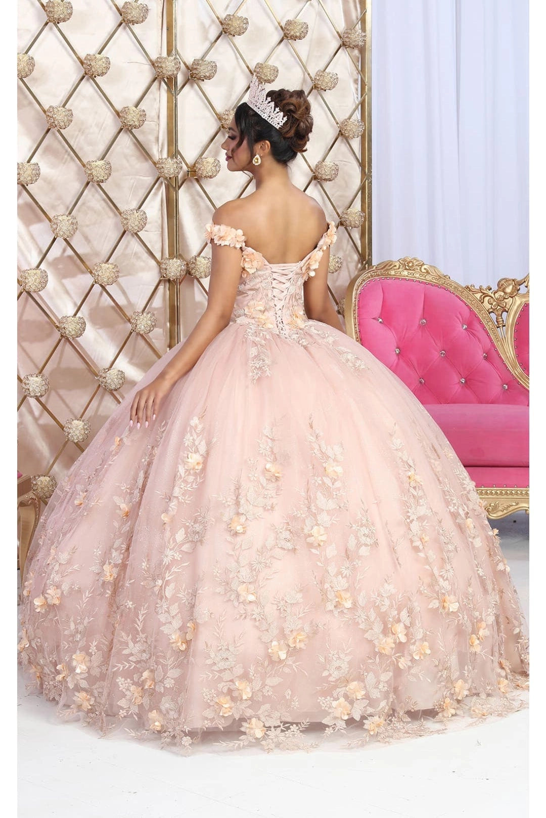 3D Floral Applique Quinceanera Ball Dress