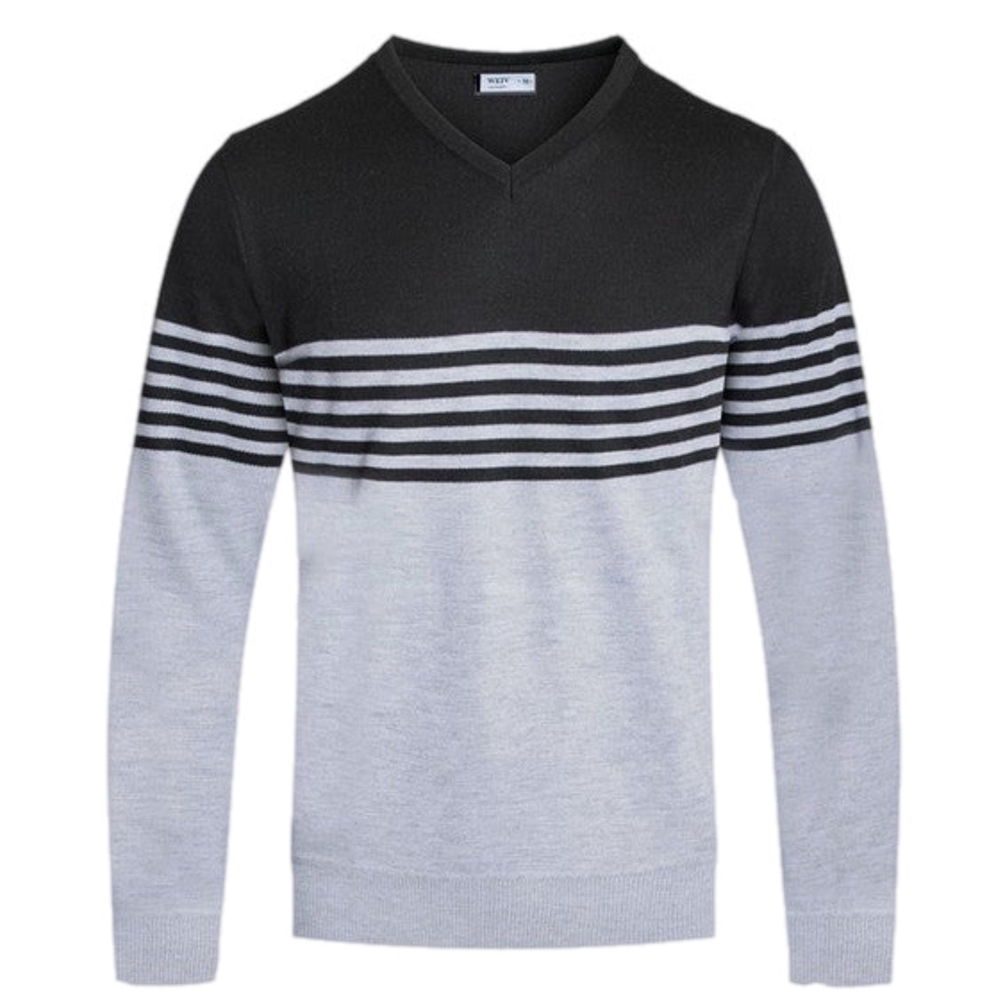 Modern Striped Knit V-Neck Pullover Sweater