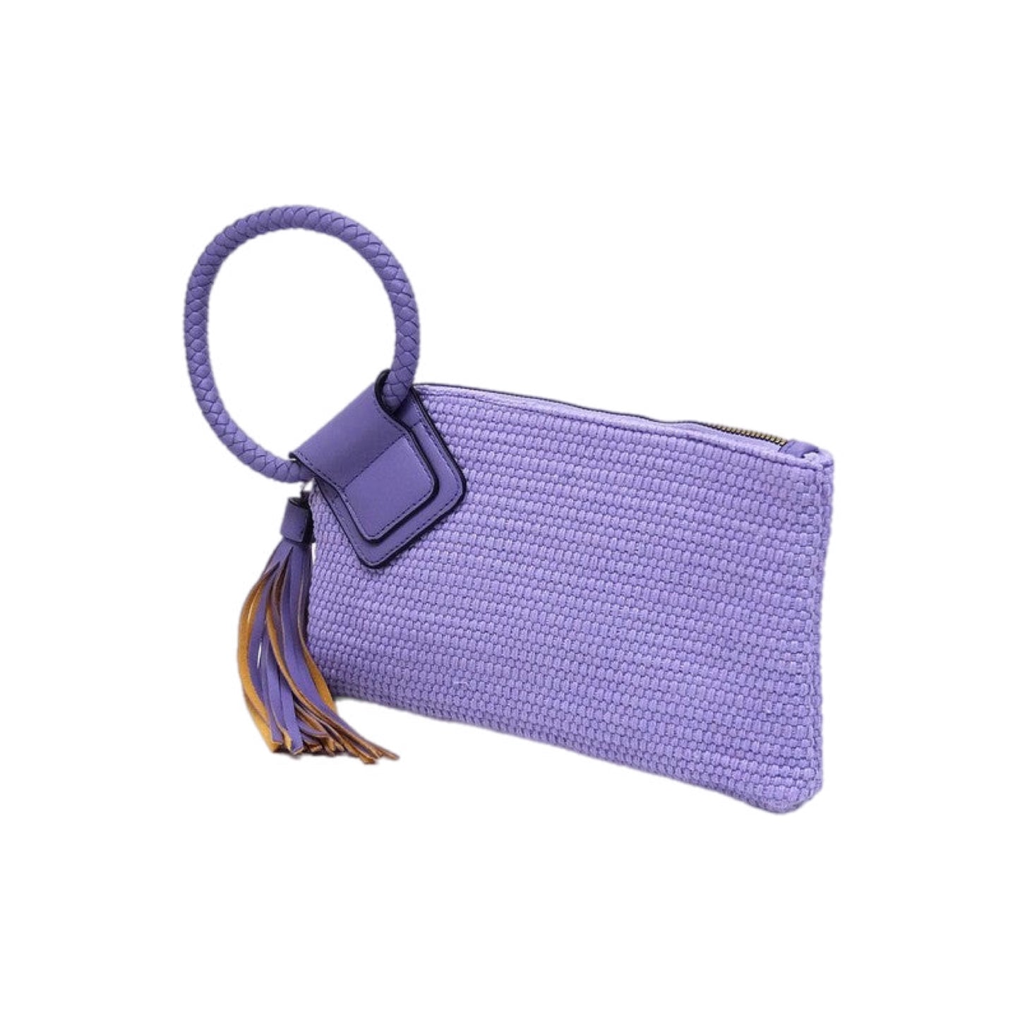 Canvas Cuff Handle Wristlet Clutch with Tassel