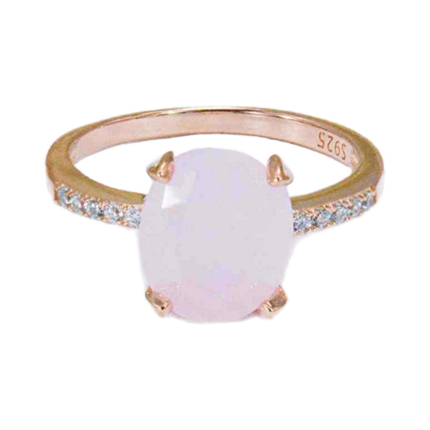 Rose Quartz Solitaire Rose Gold Ring