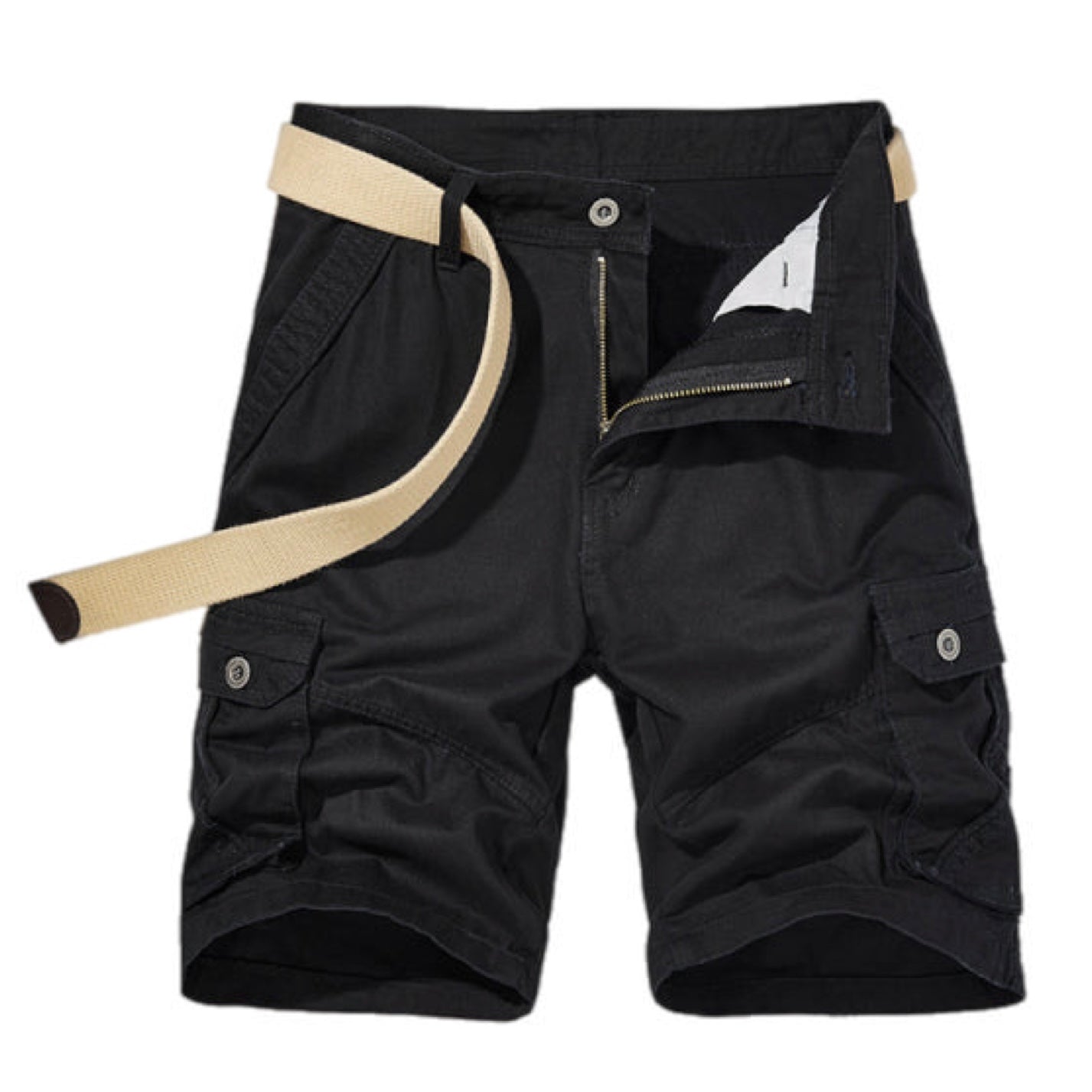 Multi-Pocket Cargo Shorts (Without Belt）