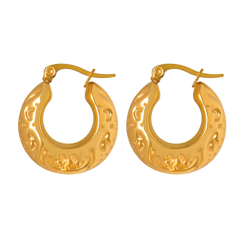 Gold Steel Hoop Earrings