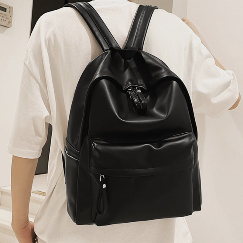 Vegan Leather Zip Backpack