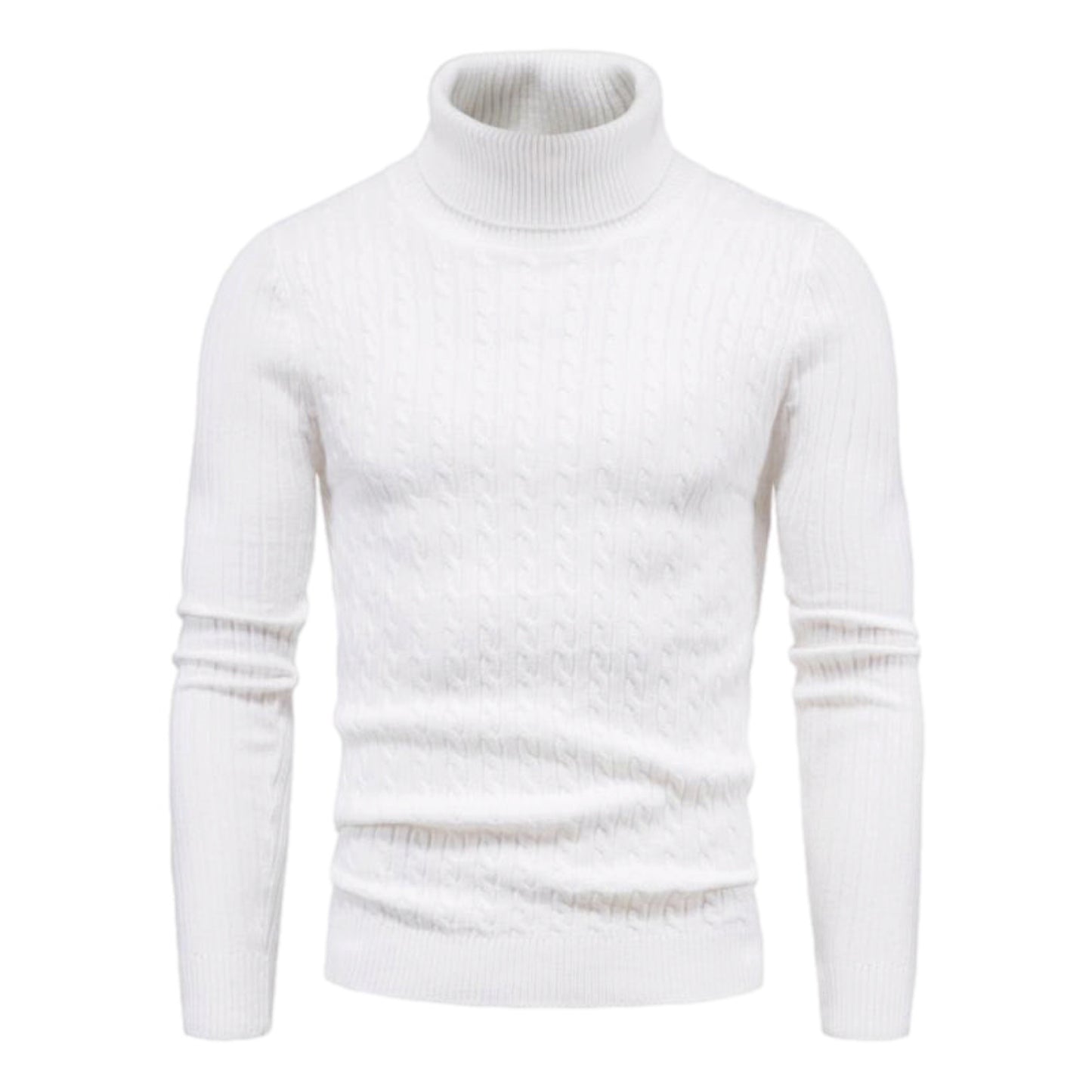 Knitted Striped Long Sleeve Turtleneck Shirt