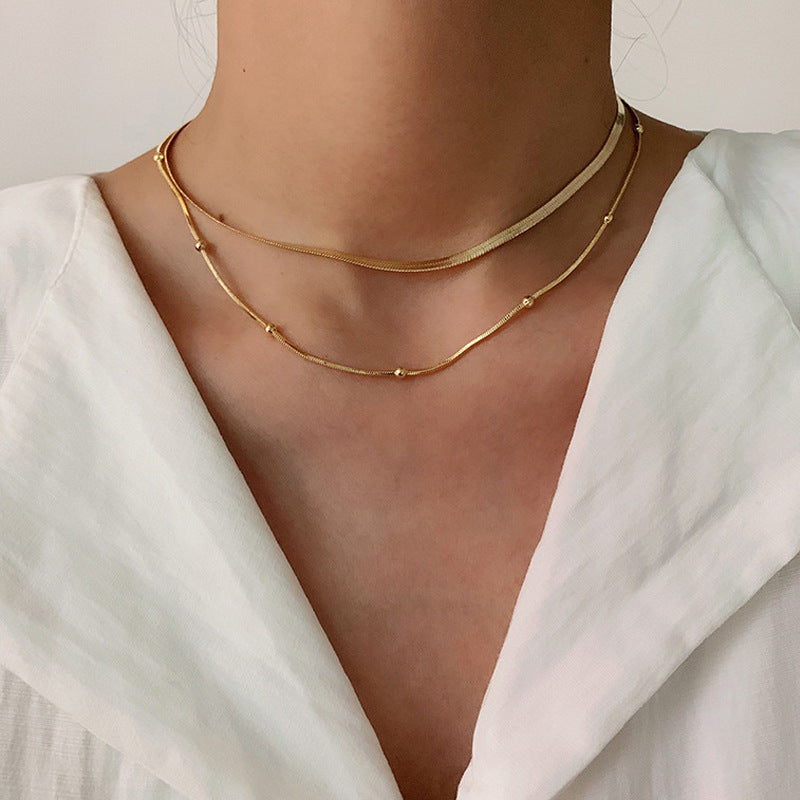 Gold or Silver Steel Layered Necklace