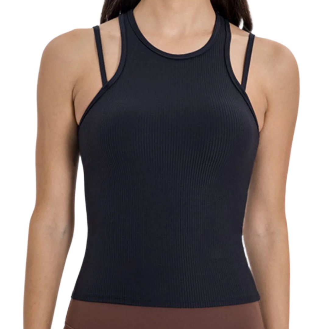 Cutout Round Neck Racerback Active Tank