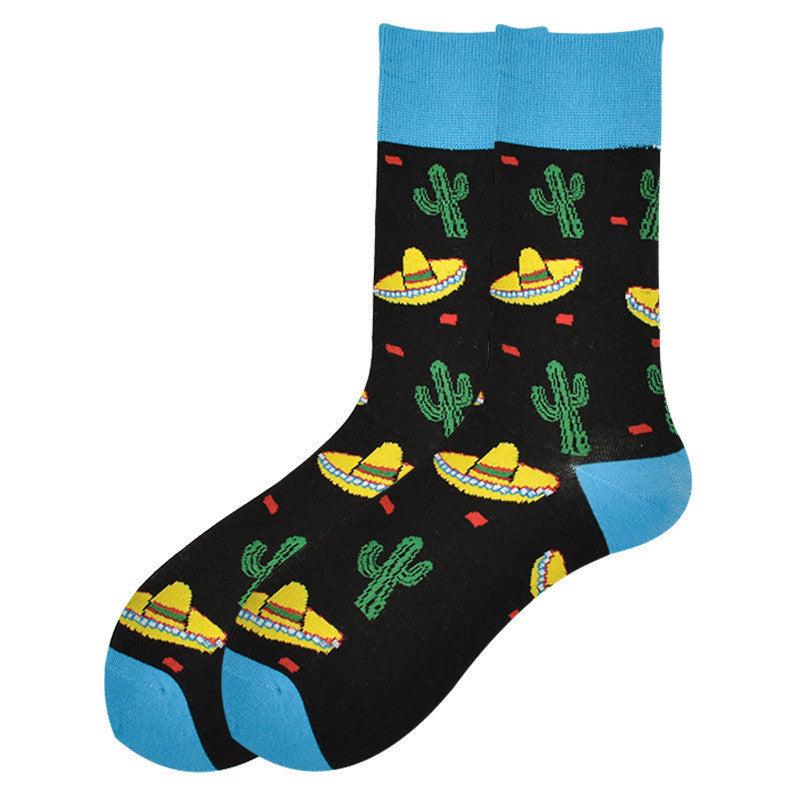 Men's Cacti Patterned Mid-Calf Socks