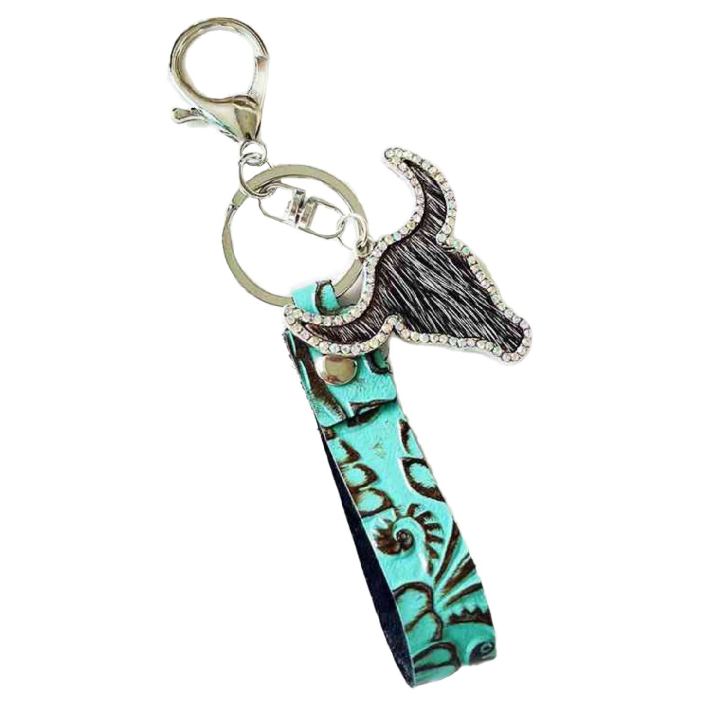 Rhinestone Bull Keychain