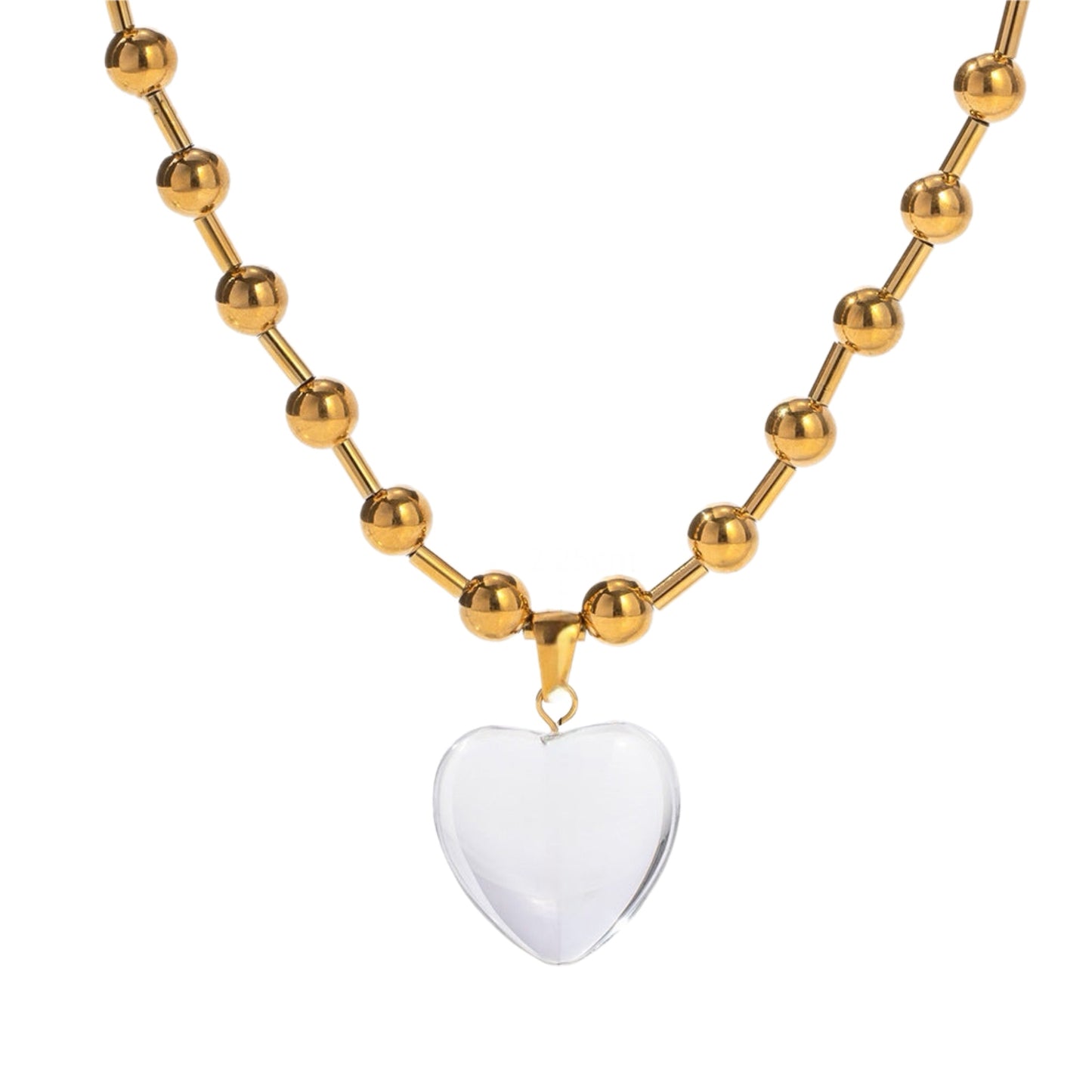 Quartz Gold Steel Heart Charm Necklace or Bracelet