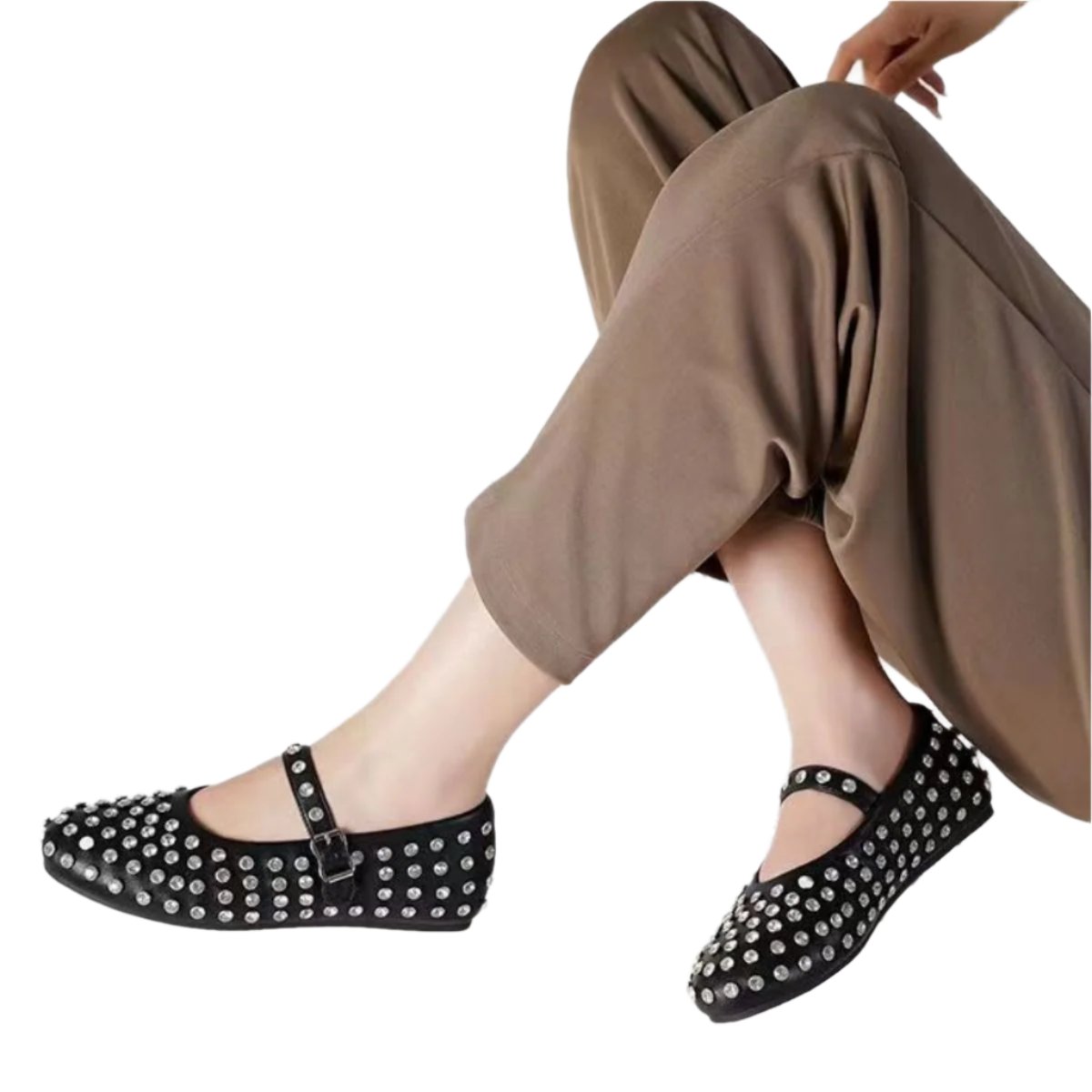 Vegan Leather Studded Flat Loafers