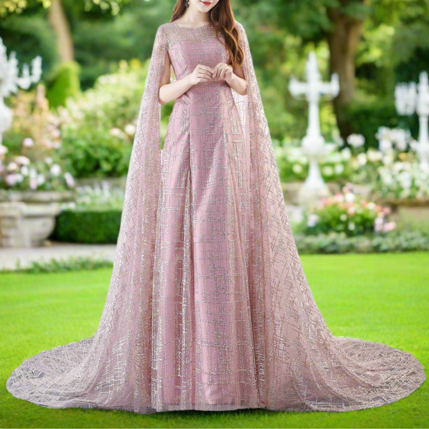 Pink Evening Gown with Cloak