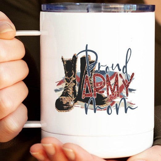 Patriotic Proud Army Mom Travel Mug