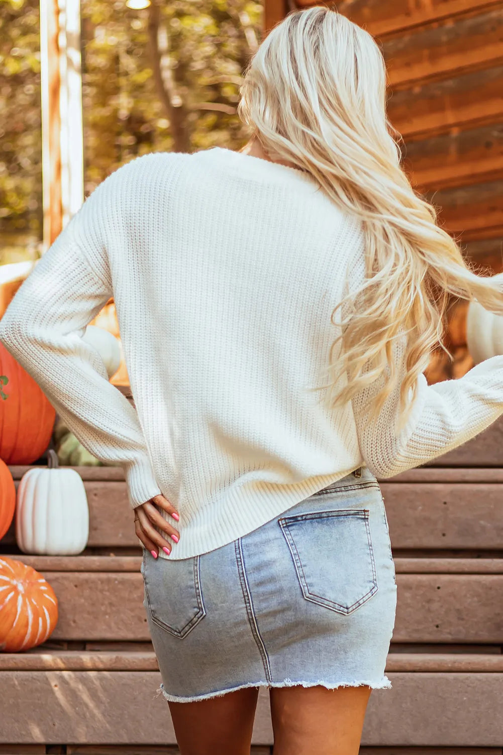 Pumpkin Embroidery Sweater