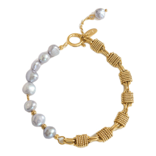 Gold Bracelet with Pearl Accents