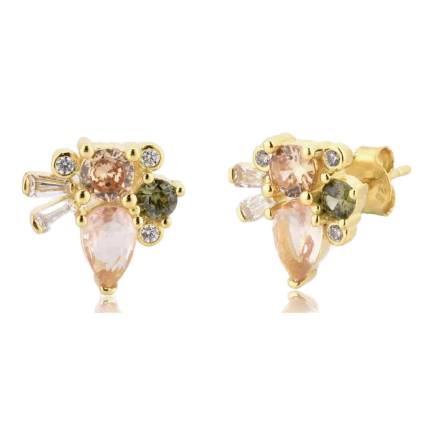 CZ Gold Stud Earrings