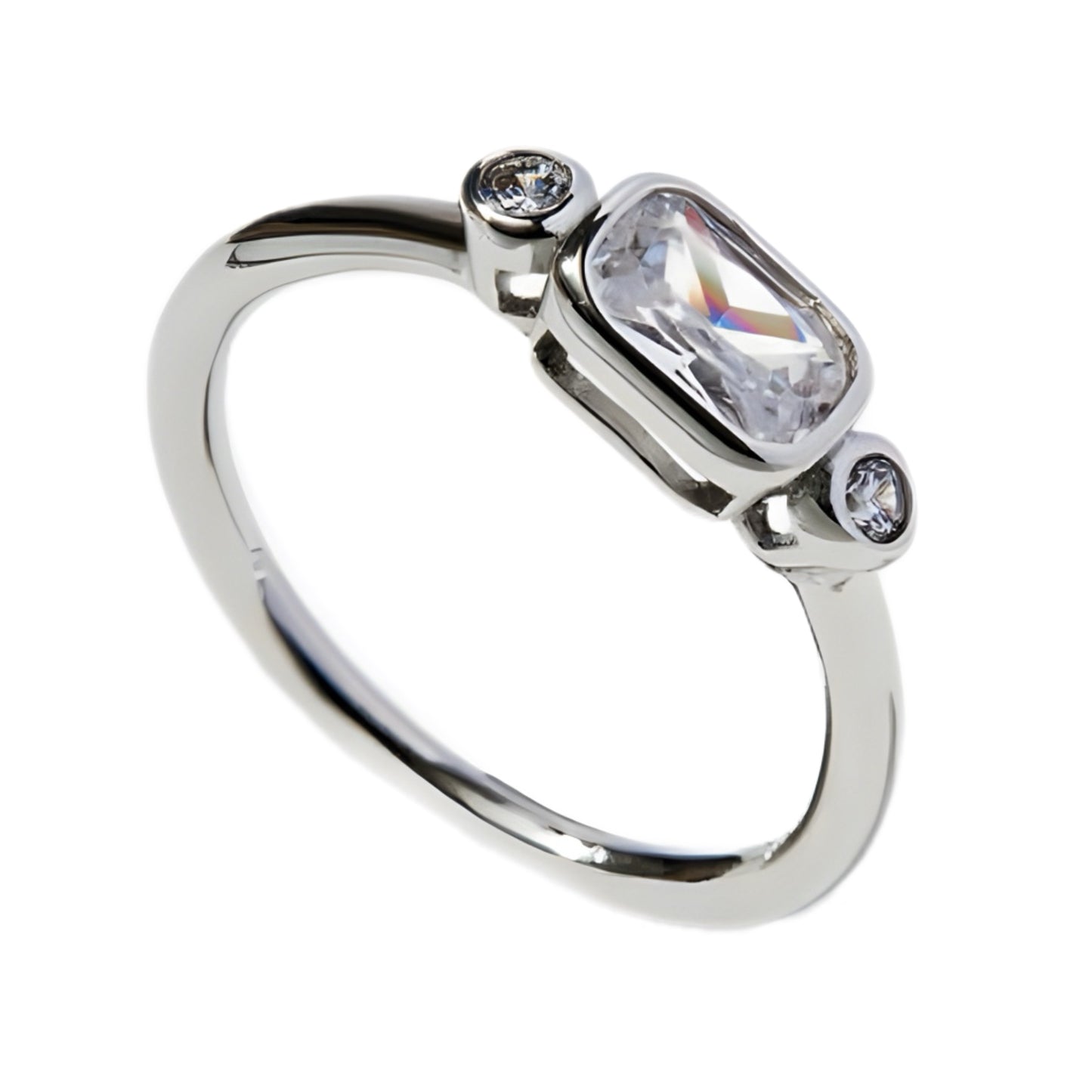 Sterling Silver Geometric Zircon Ring