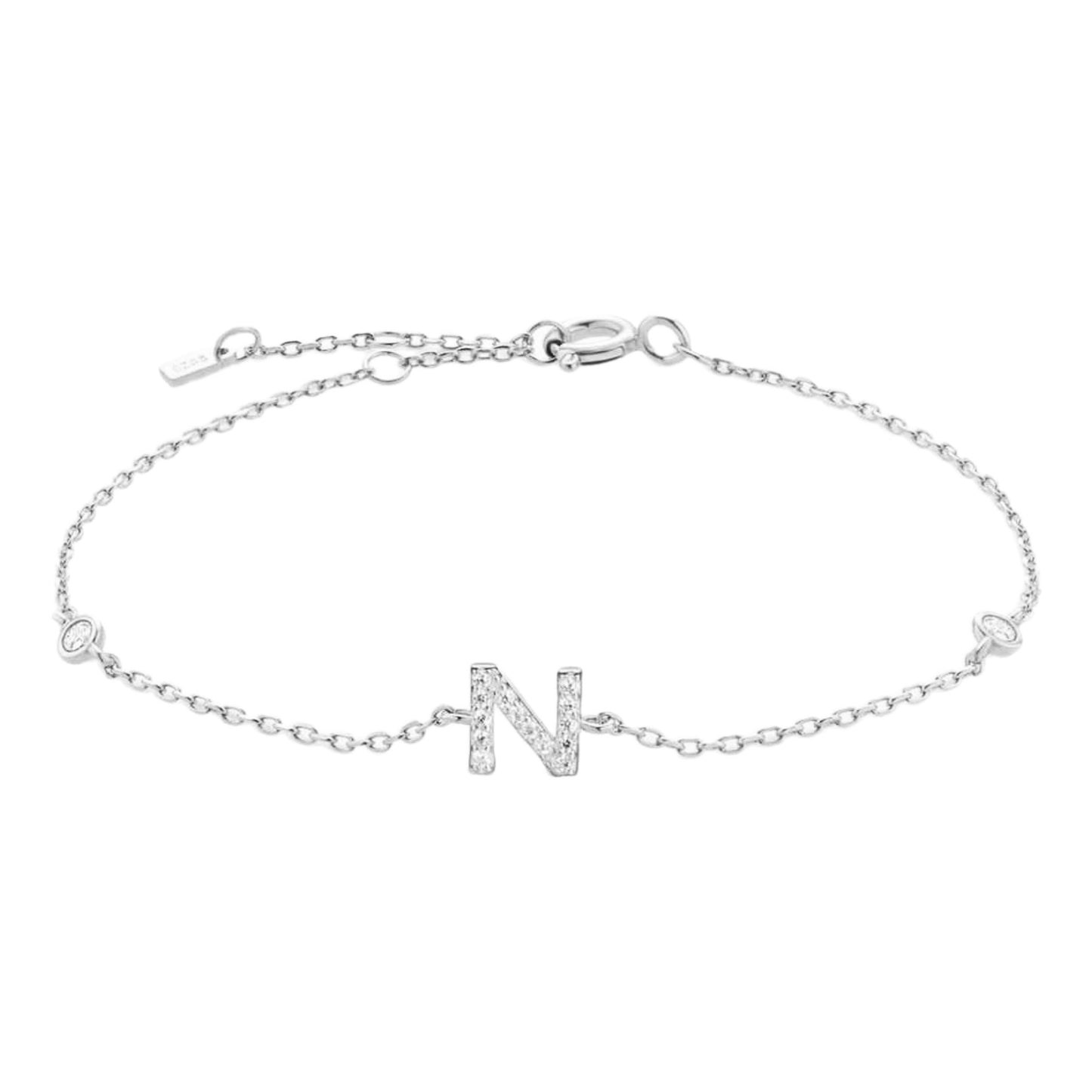 CZ Initial Charm Bracelet - L To P