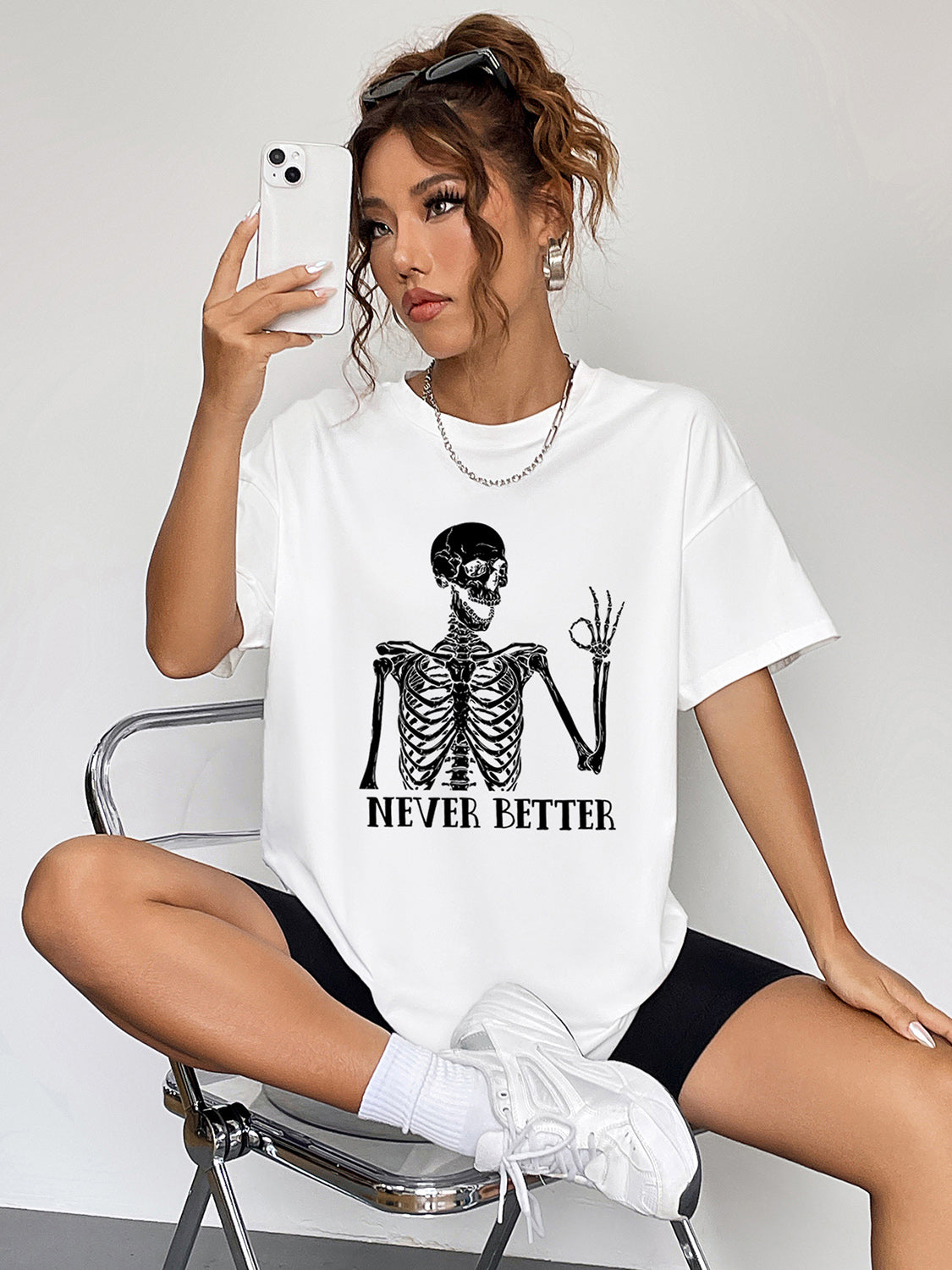 Never Better Skeleton Graphic T-Shirt