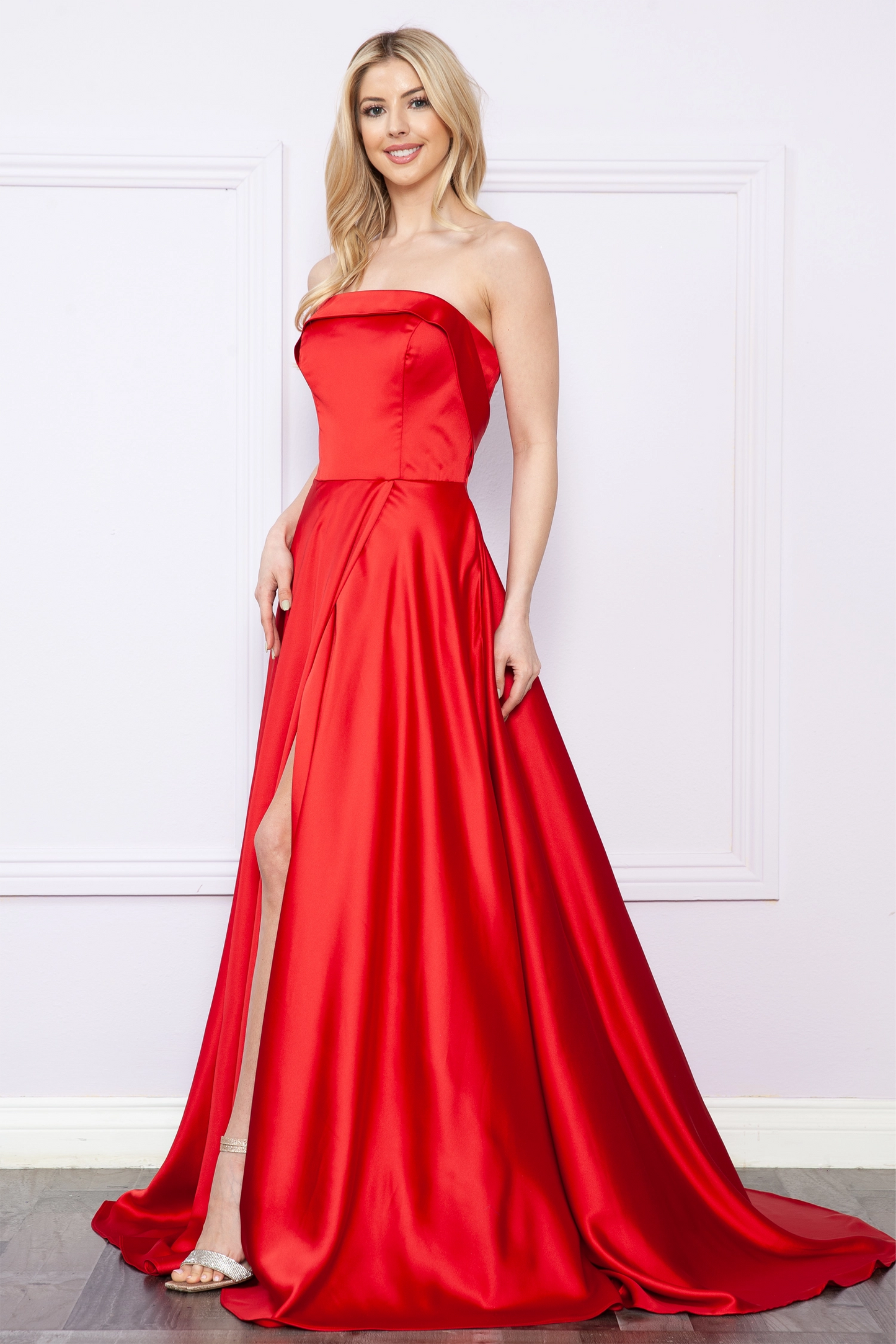 Strapless Satin A-Line Dress