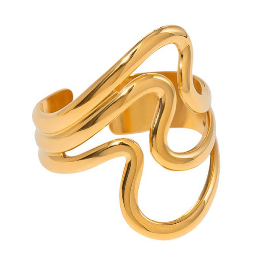 Gold Steel Open Ring