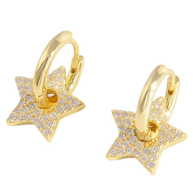 925 Sterling Silver CZ Star Earrings