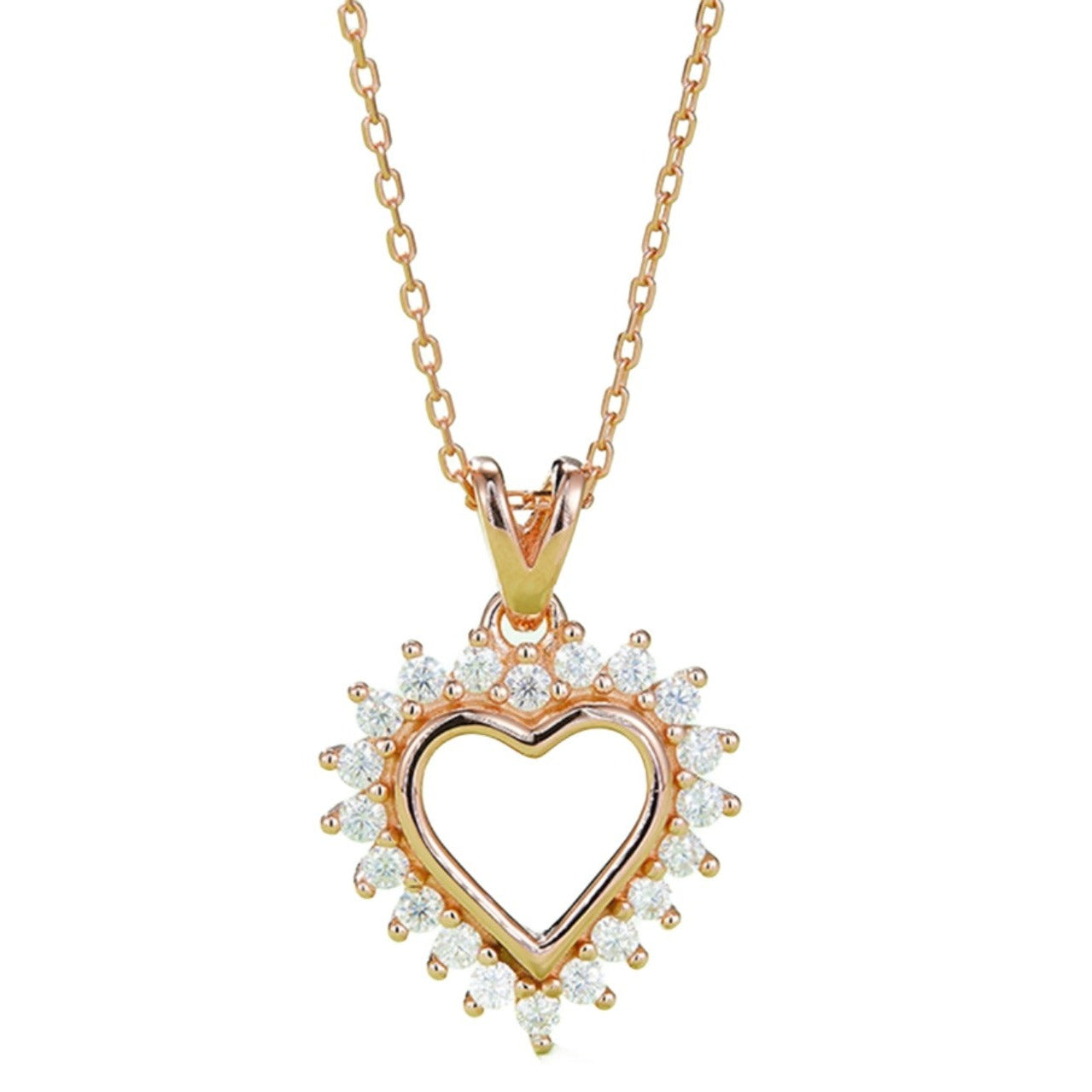 Luminous Heart Moissanite Halo Pendant Necklace