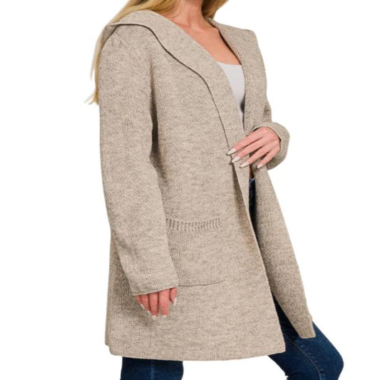 Hooded Open Front Cardigan