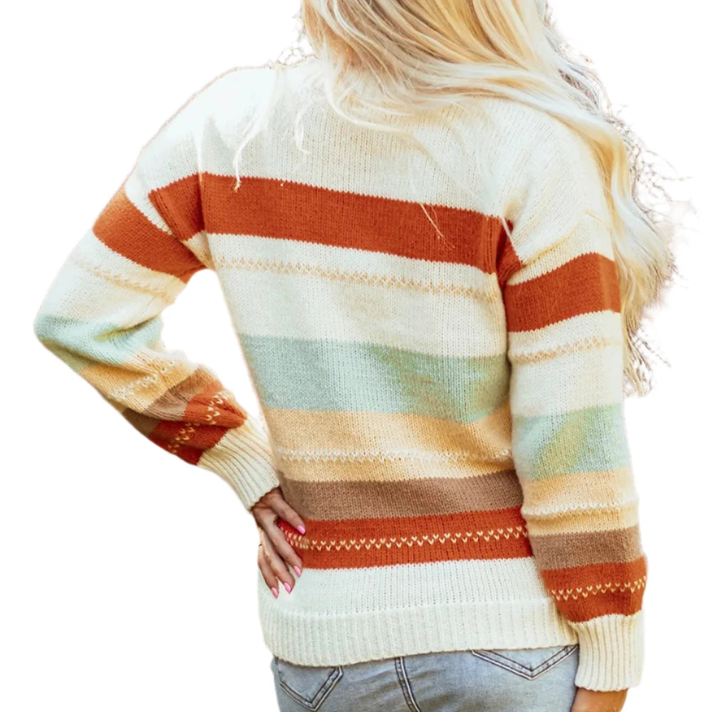 Striped Dropped Shoulder Crewneck Sweater