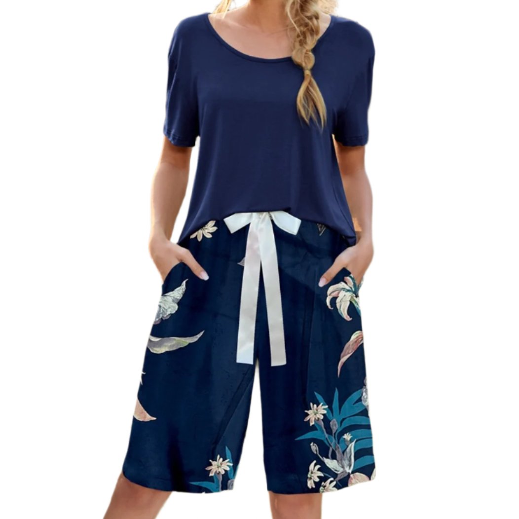 Short Sleeve Top & Printed Shorts Pajama Set