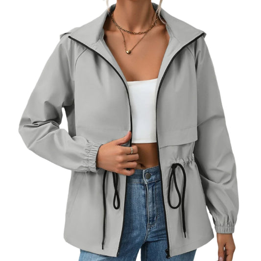 Drawstring Zip Up Hooded Jacket