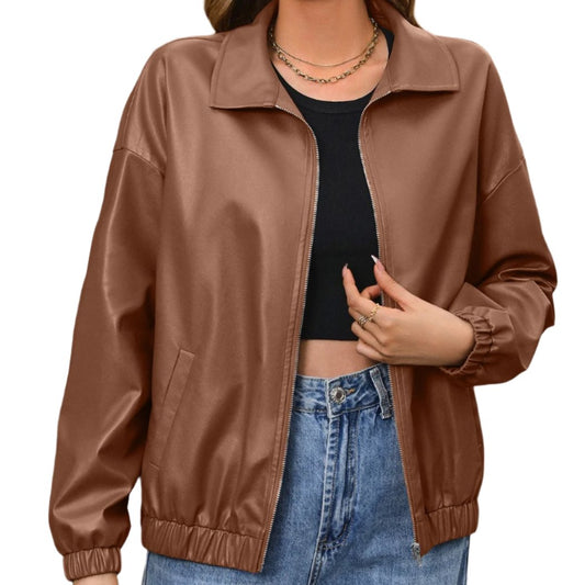 Zip Up Dropped Shoulder Jacket