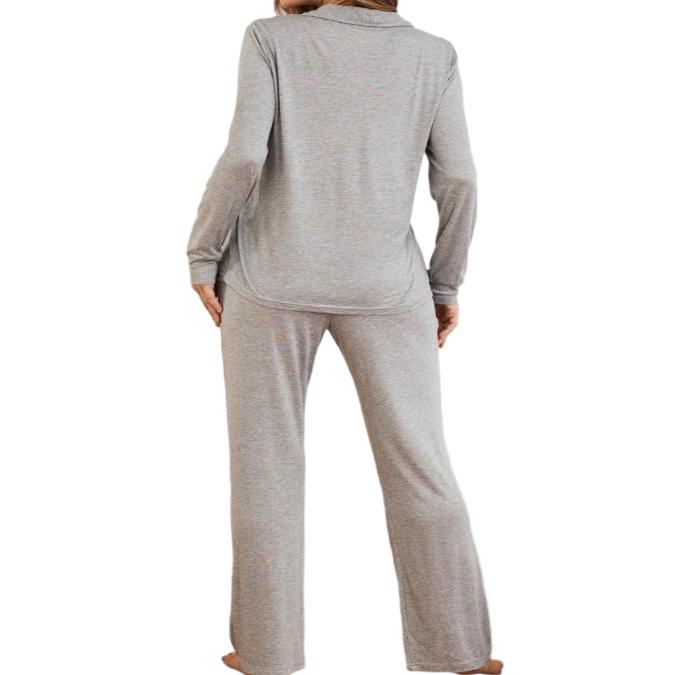 Button Up Long Sleeve Top & Pants Pajama Set