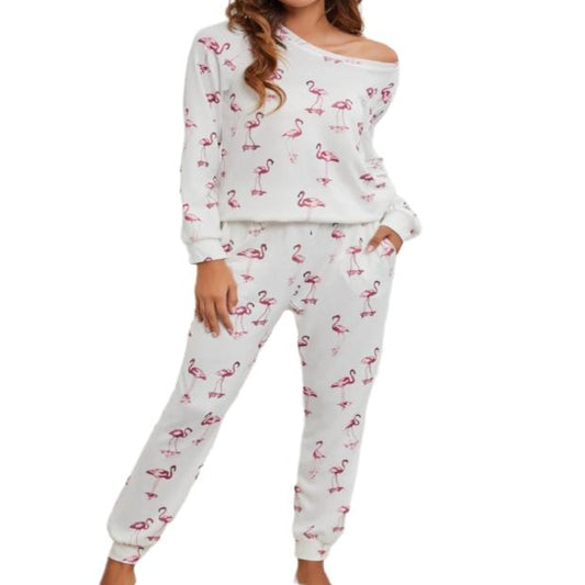 Flamingo Long Sleeve Top & Pants Pajama Set