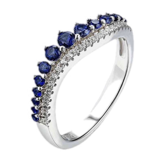 Sapphire Crown Sterling Silver Ring