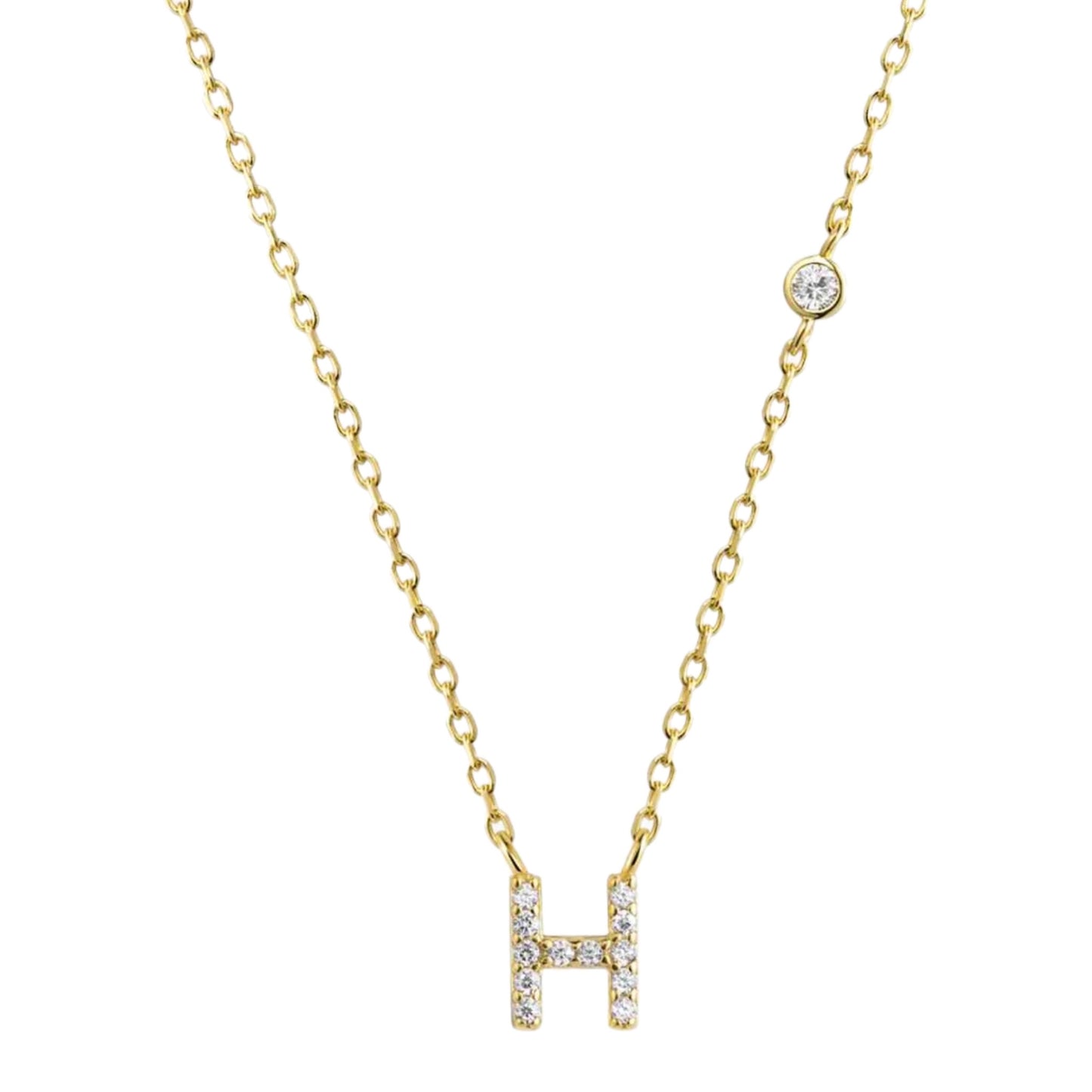 CZ Initial Charm Necklace - G to K