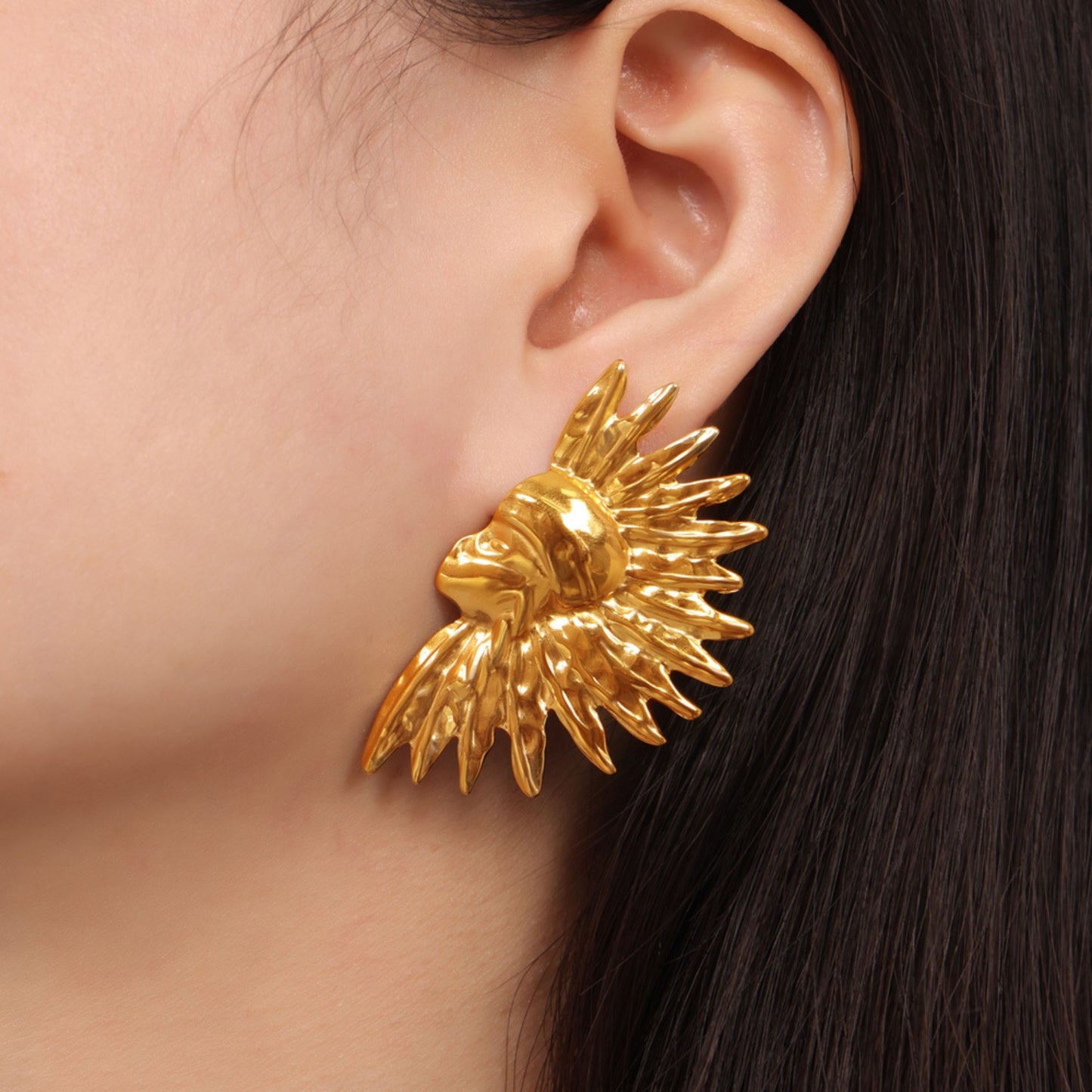 Golden Warrior Spirit Stud Earrings