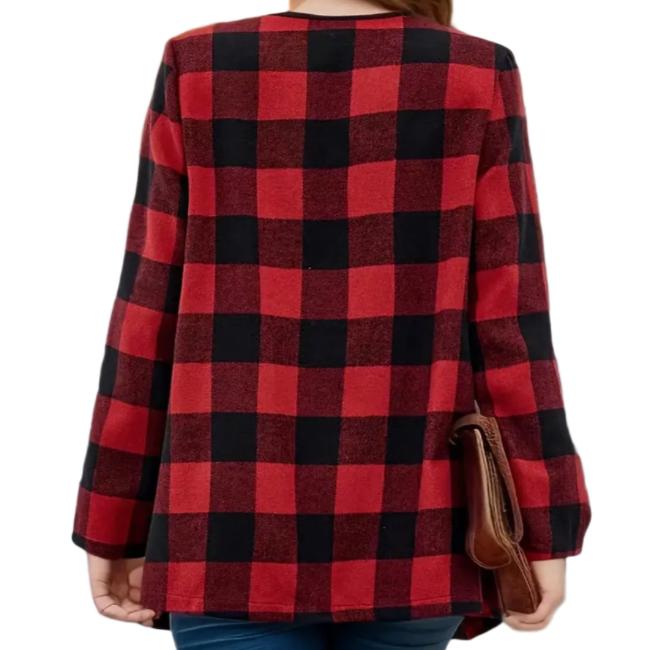 Plaid Open Front Jacket