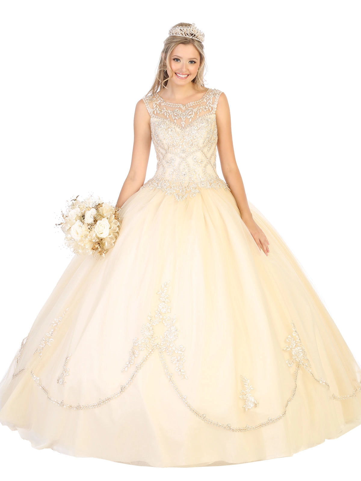 Sleeveless Quince Corset Ball Gown